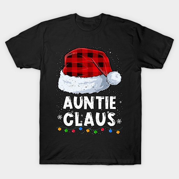 Auntie Claus Red Plaid Christmas Santa Family Matching Pajama T-Shirt by tabaojohnny